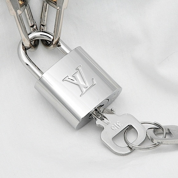 Authentic Louis Vuitton SILVER Lock & Keys Necklace #315 NEW ~2 Chains Included✨ - Picture 2 of 11